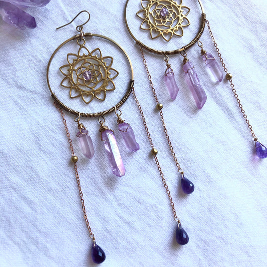 Purple Dreamcatcher Earrings