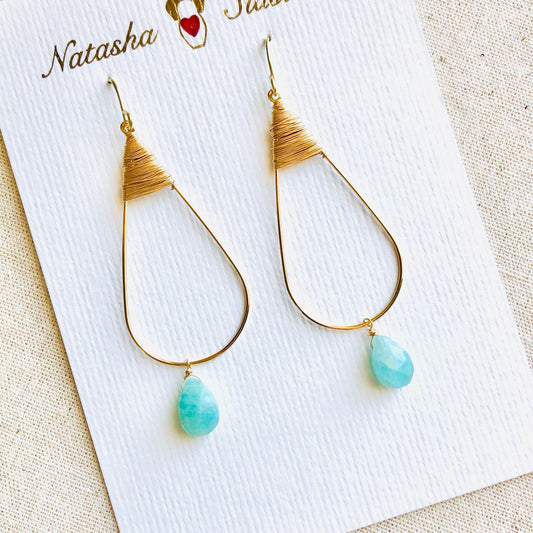 Gold Teardrops in Amazonite