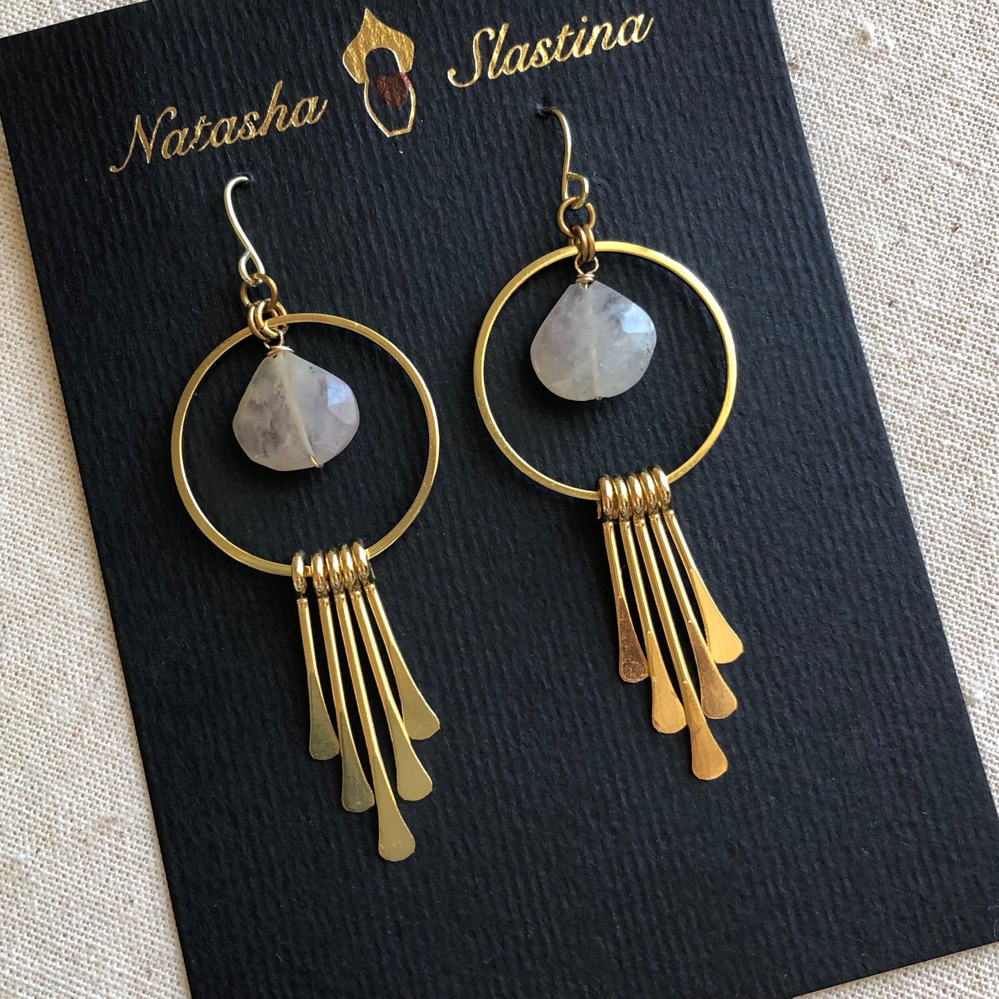 Fringe Earrings in Rose Quartz & Gold