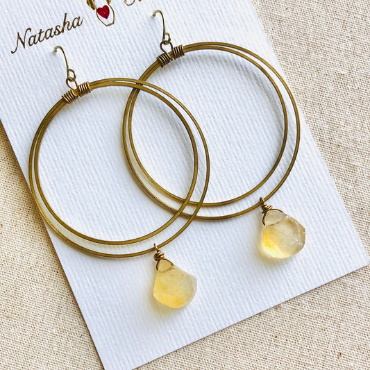 Double Hoops in Citrine