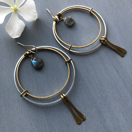 Unity Hoops in Labradorite