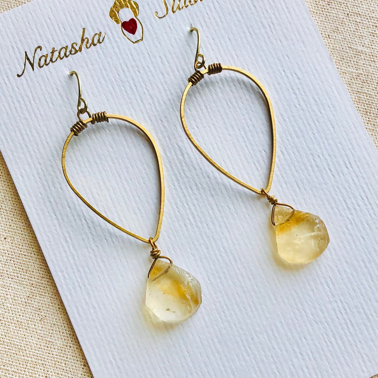 Leaf Earrings in Citrine